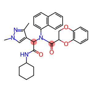 1H-Pyrazole-4-acetamide,N-cyclohexyl-alpha-[[(2,3-dihydro-1,4-benzodioxin-2-yl)carbonyl]-1-naphthalenylamino]-1,3-dimethyl-(9CI)