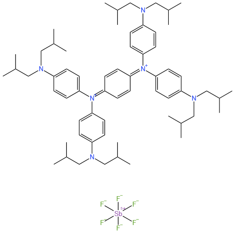 Benzenaminium, N,N'-2,5-cyclohexadiene-1,4-diylidenebis[4-[bis(2-methylpropyl)amino]-N-[4-[bis(2-methylpropyl)amino]phenyl]-, (OC-6-11)-hexafluoroantimonate(1-) (1:2)