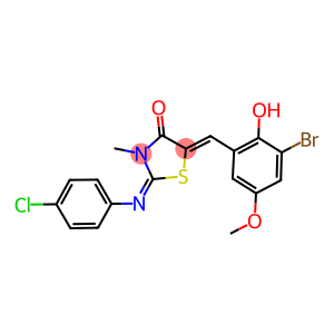 5-(3-bromo-2-hydroxy-5-methoxybenzylidene)-2-[(4-chlorophenyl)imino]-3-methyl-1,3-thiazolidin-4-one