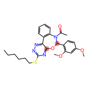 7-acetyl-6-(2,4-dimethoxyphenyl)-3-(hexylsulfanyl)-6,7-dihydro[1,2,4]triazino[5,6-d][3,1]benzoxazepine