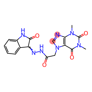 7H-Purine-7-acetic acid, 1,2,3,6-tetrahydro-1,3-dimethyl-2,6-dioxo-, 2-(1,2-dihydro-2-oxo-3H-indol-3-ylidene)hydrazide