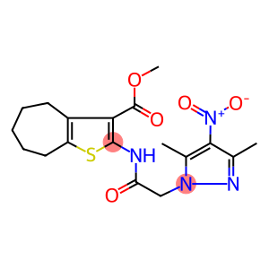 methyl 2-[({4-nitro-3,5-dimethyl-1H-pyrazol-1-yl}acetyl)amino]-5,6,7,8-tetrahydro-4H-cyclohepta[b]thiophene-3-carboxylate