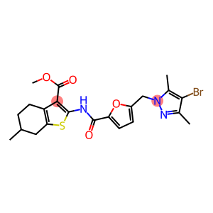 methyl 2-({5-[(4-bromo-3,5-dimethyl-1H-pyrazol-1-yl)methyl]-2-furoyl}amino)-6-methyl-4,5,6,7-tetrahydro-1-benzothiophene-3-carboxylate