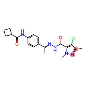 N-{4-[(1E)-1-{2-[(4-chloro-1,3-dimethyl-1H-pyrazol-5-yl)carbonyl]hydrazinylidene}ethyl]phenyl}cyclobutanecarboxamide