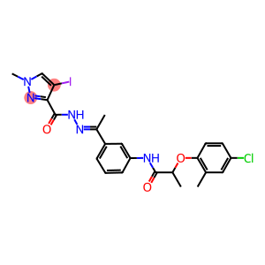 2-(4-chloro-2-methylphenoxy)-N-(3-{N-[(4-iodo-1-methyl-1H-pyrazol-3-yl)carbonyl]ethanehydrazonoyl}phenyl)propanamide