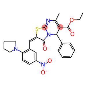 ethyl 2-[5-nitro-2-(1-pyrrolidinyl)benzylidene]-7-methyl-3-oxo-5-phenyl-2,3-dihydro-5H-[1,3]thiazolo[3,2-a]pyrimidine-6-carboxylate