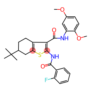 6-tert-butyl-N-(2,5-dimethoxyphenyl)-2-[(2-fluorobenzoyl)amino]-4,5,6,7-tetrahydro-1-benzothiophene-3-carboxamide