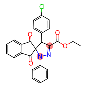 ethyl 4-(4-chlorophenyl)-1-phenyl-4,5-dihydro-1',3'-dioxospiro[1H-pyrazole-5,2'-indane]-3-carboxylate