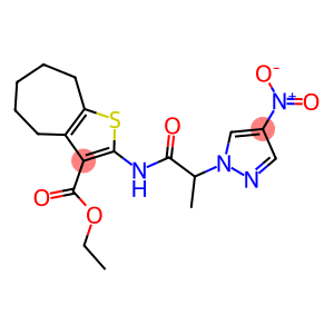 ethyl 2-[(2-{4-nitro-1H-pyrazol-1-yl}propanoyl)amino]-5,6,7,8-tetrahydro-4H-cyclohepta[b]thiophene-3-carboxylate