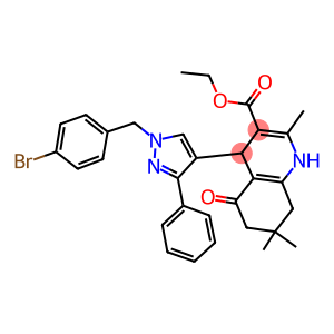 ethyl 4-[1-(4-bromobenzyl)-3-phenyl-1H-pyrazol-4-yl]-2,7,7-trimethyl-5-oxo-1,4,5,6,7,8-hexahydro-3-quinolinecarboxylate