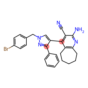 2-amino-4-[1-(4-bromobenzyl)-3-phenyl-1H-pyrazol-4-yl]-6,7,8,9-tetrahydro-5H-cyclohepta[b]pyridine-3-carbonitrile