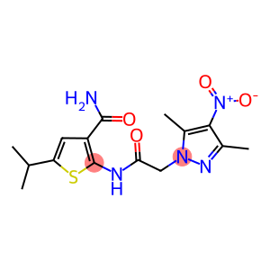 2-[({4-nitro-3,5-dimethyl-1H-pyrazol-1-yl}acetyl)amino]-5-isopropyl-3-thiophenecarboxamide