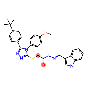 2-{[5-(4-tert-butylphenyl)-4-(4-methoxyphenyl)-4H-1,2,4-triazol-3-yl]sulfanyl}-N'-[(E)-1H-indol-3-ylmethylidene]acetohydrazide