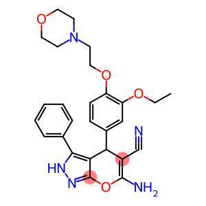 6-amino-4-[3-ethoxy-4-(2-morpholin-4-ylethoxy)phenyl]-3-phenyl-2,4-dihydropyrano[2,3-c]pyrazole-5-carbonitrile