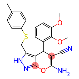 6-amino-4-(2,3-dimethoxyphenyl)-3-{[(4-methylphenyl)sulfanyl]methyl}-2,4-dihydropyrano[2,3-c]pyrazole-5-carbonitrile