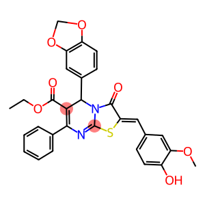 ethyl 5-(1,3-benzodioxol-5-yl)-2-(4-hydroxy-3-methoxybenzylidene)-3-oxo-7-phenyl-2,3-dihydro-5H-[1,3]thiazolo[3,2-a]pyrimidine-6-carboxylate