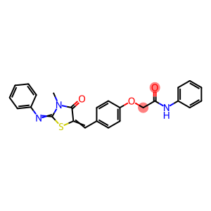 2-(4-{[3-methyl-4-oxo-2-(phenylimino)-1,3-thiazolidin-5-ylidene]methyl}phenoxy)-N-phenylacetamide