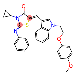 3-cyclopropyl-5-({1-[2-(4-methoxyphenoxy)ethyl]-1H-indol-3-yl}methylene)-2-(phenylimino)-1,3-thiazolidin-4-one