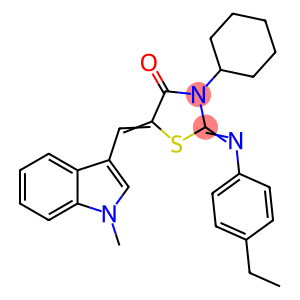 3-cyclohexyl-2-[(4-ethylphenyl)imino]-5-[(1-methyl-1H-indol-3-yl)methylene]-1,3-thiazolidin-4-one