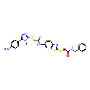 2-{[5-(4-aminophenyl)-4-methyl-4H-1,2,4-triazol-3-yl]sulfanyl}-N-(2-{[2-(benzylamino)-2-oxoethyl]sulfanyl}-1,3-benzothiazol-6-yl)acetamide