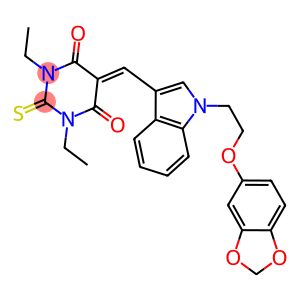 5-({1-[2-(1,3-benzodioxol-5-yloxy)ethyl]-1H-indol-3-yl}methylene)-1,3-diethyl-2-thioxodihydro-4,6(1H,5H)-pyrimidinedione