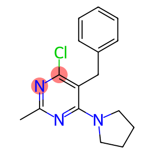 4-CHLORO-2-METHYL-5-(PHENYLMETHYL)-6-(1-PYRROLIDINYL)-PYRIMIDINE