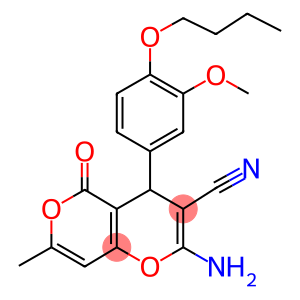 2-amino-4-(4-butoxy-3-methoxyphenyl)-7-methyl-5-oxo-4H,5H-pyrano[4,3-b]pyran-3-carbonitrile