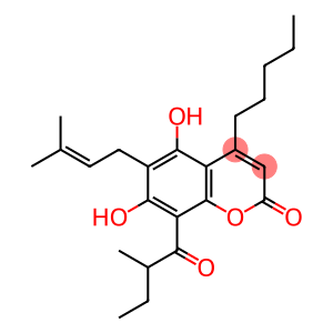 5,7-Dihydroxy-6-(3-methyl-2-butenyl)-8-(2-methyl-1-oxobutyl)-4-pentyl-2H-1-benzopyran-2-one