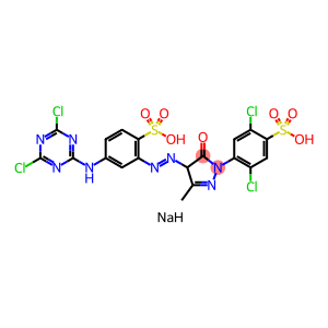 Benzenesulfonic acid, 2,5-dichloro-4-(4-((5-((4,6-dichloro-1,3,5-triazin-2-yl)amino)-2-sulfophenyl)azo)-4,5-dihydro-3-methyl-5-oxo-1H-pyrazol-1-yl)-, disodium salt