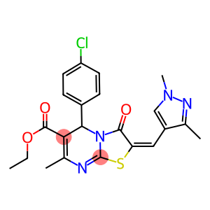 ethyl 5-(4-chlorophenyl)-2-[(1,3-dimethyl-1H-pyrazol-4-yl)methylene]-7-methyl-3-oxo-2,3-dihydro-5H-[1,3]thiazolo[3,2-a]pyrimidine-6-carboxylate