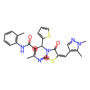 2-[(1,5-dimethyl-1H-pyrazol-4-yl)methylene]-7-methyl-N-(2-methylphenyl)-3-oxo-5-(2-thienyl)-2,3-dihydro-5H-[1,3]thiazolo[3,2-a]pyrimidine-6-carboxamide