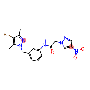 N-{3-[(4-bromo-3,5-dimethyl-1H-pyrazol-1-yl)methyl]phenyl}-2-{4-nitro-1H-pyrazol-1-yl}acetamide