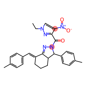 2-({1-ethyl-4-nitro-1H-pyrazol-3-yl}carbonyl)-7-(4-methylbenzylidene)-3-(4-methylphenyl)-3,3a,4,5,6,7-hexahydro-2H-indazole