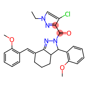 2-[(4-chloro-1-ethyl-1H-pyrazol-3-yl)carbonyl]-7-(2-methoxybenzylidene)-3-(2-methoxyphenyl)-3,3a,4,5,6,7-hexahydro-2H-indazole