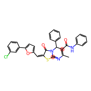 2-{[5-(3-chlorophenyl)-2-furyl]methylene}-7-methyl-3-oxo-N,5-diphenyl-2,3-dihydro-5H-[1,3]thiazolo[3,2-a]pyrimidine-6-carboxamide
