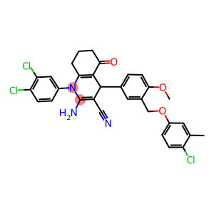2-amino-4-{3-[(4-chloro-3-methylphenoxy)methyl]-4-methoxyphenyl}-1-(3,4-dichlorophenyl)-5-oxo-1,4,5,6,7,8-hexahydro-3-quinolinecarbonitrile