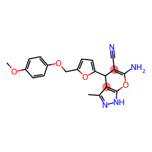 6-amino-4-{5-[(4-methoxyphenoxy)methyl]-2-furyl}-3-methyl-1,4-dihydropyrano[2,3-c]pyrazole-5-carbonitrile