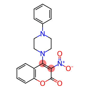 2H-1-Benzopyran-2-one, 3-nitro-4-(4-phenyl-1-piperazinyl)-