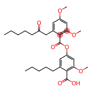 Benzoic acid, 2,4-dimethoxy-6-(2-oxoheptyl)-, 4-carboxy-3-methoxy-5-pentylphenyl ester