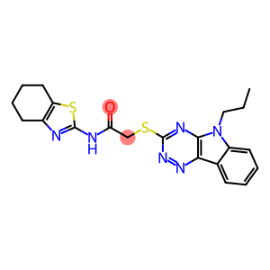 2-[(5-propyl-5H-[1,2,4]triazino[5,6-b]indol-3-yl)sulfanyl]-N-(4,5,6,7-tetrahydro-1,3-benzothiazol-2-yl)acetamide