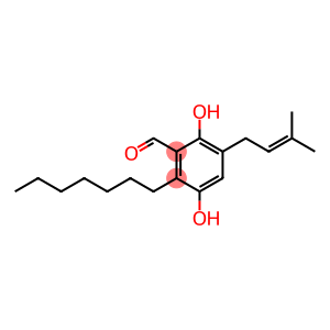 2-Heptyl-3,6-dihydroxy-5-(3-methyl-2-buten-1-yl)benzaldehyde