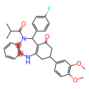 3-(3,4-dimethoxyphenyl)-11-(4-fluorophenyl)-10-isobutyryl-2,3,4,5,10,11-hexahydro-1H-dibenzo[b,e][1,4]diazepin-1-one