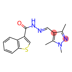 N'-[(1,3,5-trimethyl-1H-pyrazol-4-yl)methylene]-1-benzothiophene-3-carbohydrazide