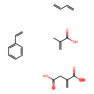 Butanedioic acid, methylene-, polymer with 1,3-butadiene, ethenylbenzene and 2-methyl-2-propenoic acid