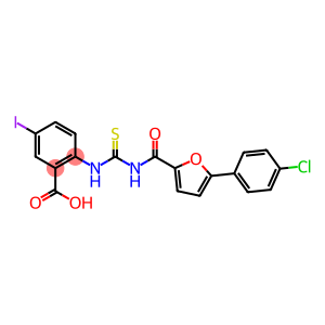 2-[[[[[5-(4-CHLOROPHENYL)-2-FURANYL]CARBONYL]AMINO]THIOXOMETHYL]AMINO]-5-IODO-BENZOIC ACID