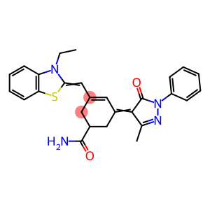 3-([3-ETHYL-1,3-BENZOTHIAZOL-2(3H)-YLIDENE]METHYL)-5-(3-METHYL-5-OXO-1-PHENYL-1,5-DIHYDRO-4H-PYRAZOL-4-YLIDENE)-3-CYCLOHEXENE-1-CARBOXAMIDE