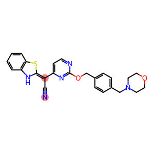 (2Z)-2-(3H-1,3-benzothiazol-2-ylidene)-2-[2-[[4-(morpholin-4-ylmethyl)phenyl]methoxy]pyrimidin-4-yl]acetonitrile