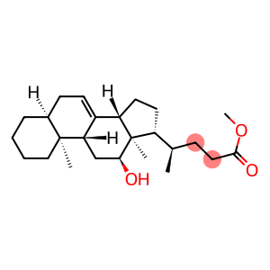 Chol-7-en-24-oic acid, 12-hydroxy-, methyl ester, (5β,12α)- (9CI)