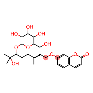 2H-1-Benzopyran-2-one, 7-[[6-(β-D-glucopyranosyloxy)-7-hydroxy-3,7-dimethyl-2-octen-1-yl]oxy]-