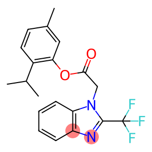 2-ISOPROPYL-5-METHYLPHENYL 2-[2-(TRIFLUOROMETHYL)-1H-1,3-BENZIMIDAZOL-1-YL]ACETATE
